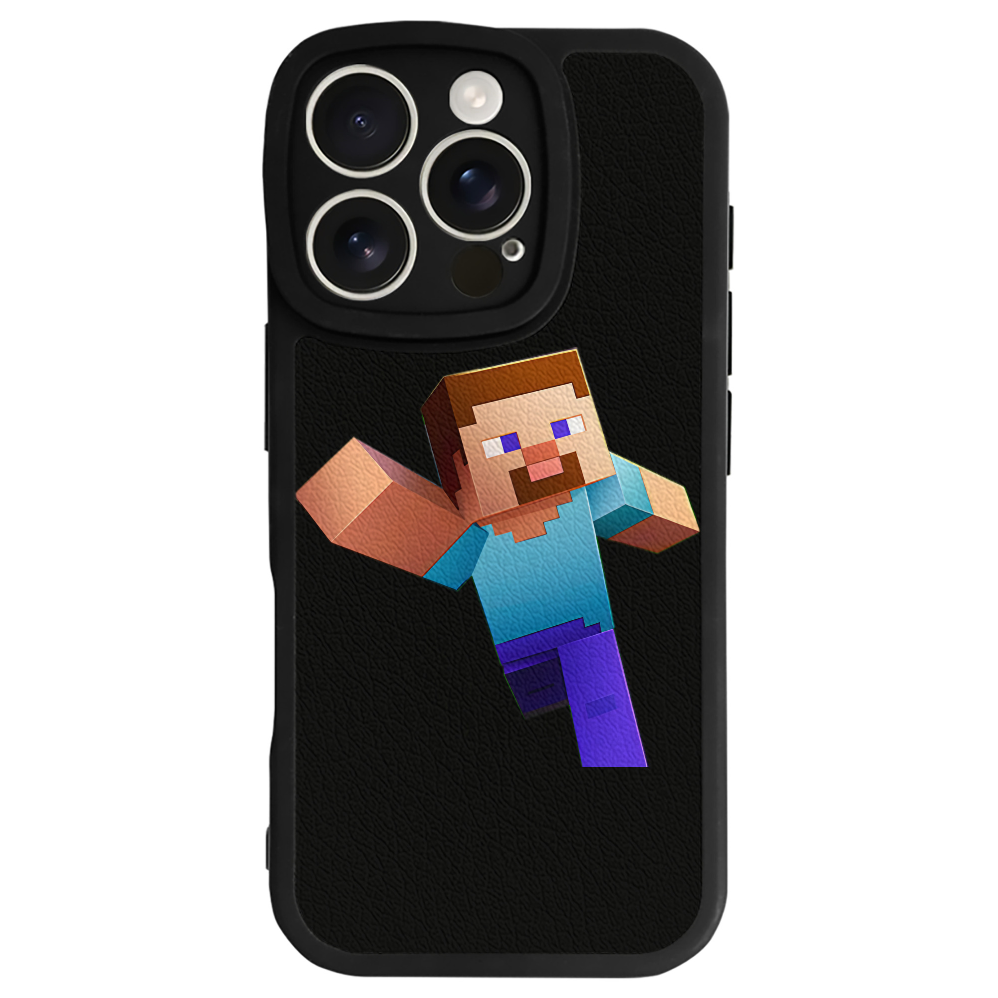 （画像用） マインクラフト ブロックの世界 Minecraft MC Block world 【iPhone 16シリーズ対応】シリコンスマホケース（レザー調） 材質：シリコン